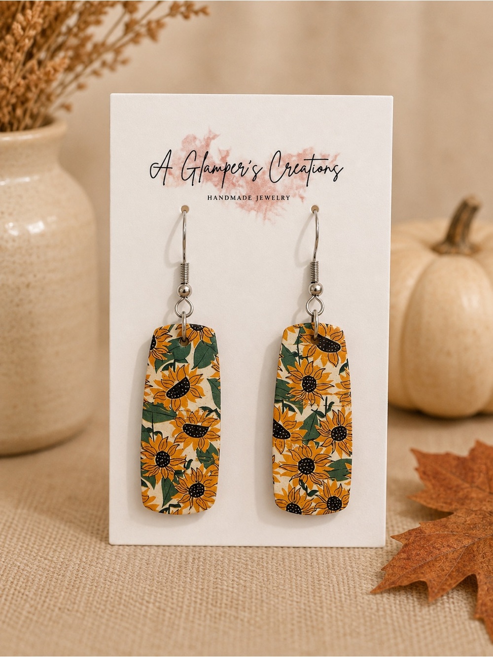 Sunflower Drop Earrings - Yellow Green
